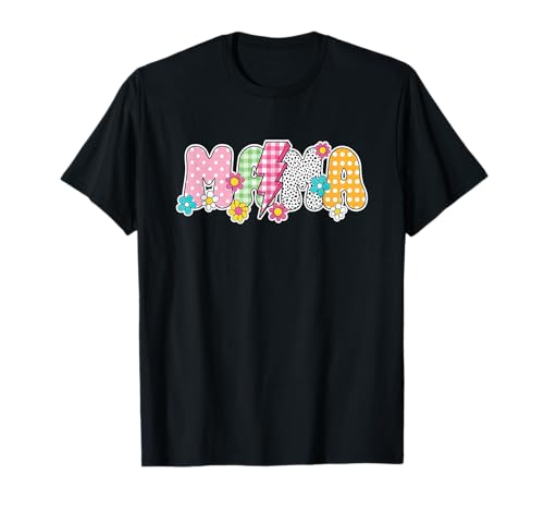 Mama Floral Lightning Bolt Dalmatiner Dot Patterned Letters T-Shirt Mama Floral Lightning Bolt Dalmatiner Dot Patterned Letters T-Shirt von Playful Mama Patterned Letters Family Wear