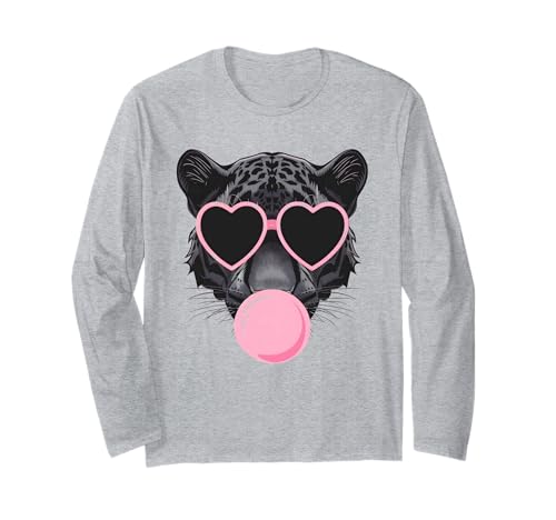 Niedlicher Panther Blowing Bubble Lion Panther Maskottchen Girly Langarmshirt Niedlicher Panther Blowing Bubble Lion Panther Maskottchen Girly Langarmshirt von Playful Mascot Style Wear