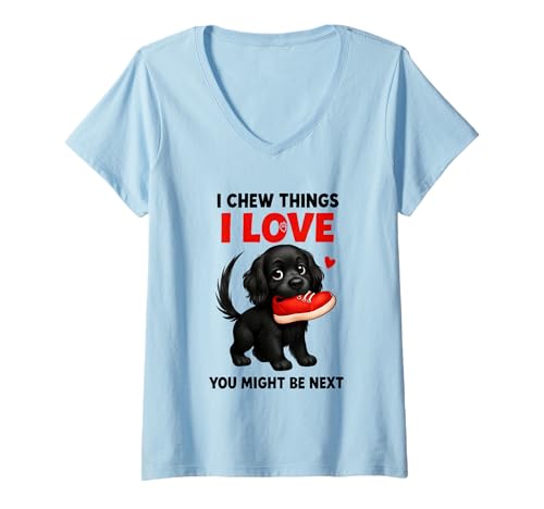 Damen I Chew Things I Love You könnte der nächste Gag Sein T-Shirt mit V-Ausschnitt von Playful Puppy Humor Cute Dog Lovers