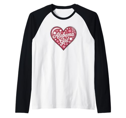 Fun Alabama Girl Retro Red Heart Bubble Design Raglan Fun Alabama Girl Retro Red Heart Bubble Design Raglan von Playful Retro Alabama Girls Apparel Co.