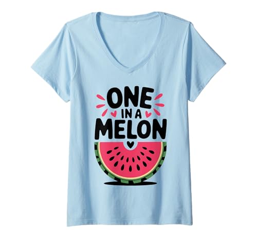 Damen Süßes Wassermelonenscheiben, lustiges Sommerfrucht-Design T-Shirt mit V-Ausschnitt Damen Süßes Wassermelonenscheiben, lustiges Sommerfrucht-Design T-Shirt mit V-Ausschnitt von Playful Summer Fruit Watermelon Aesthetic Apparel