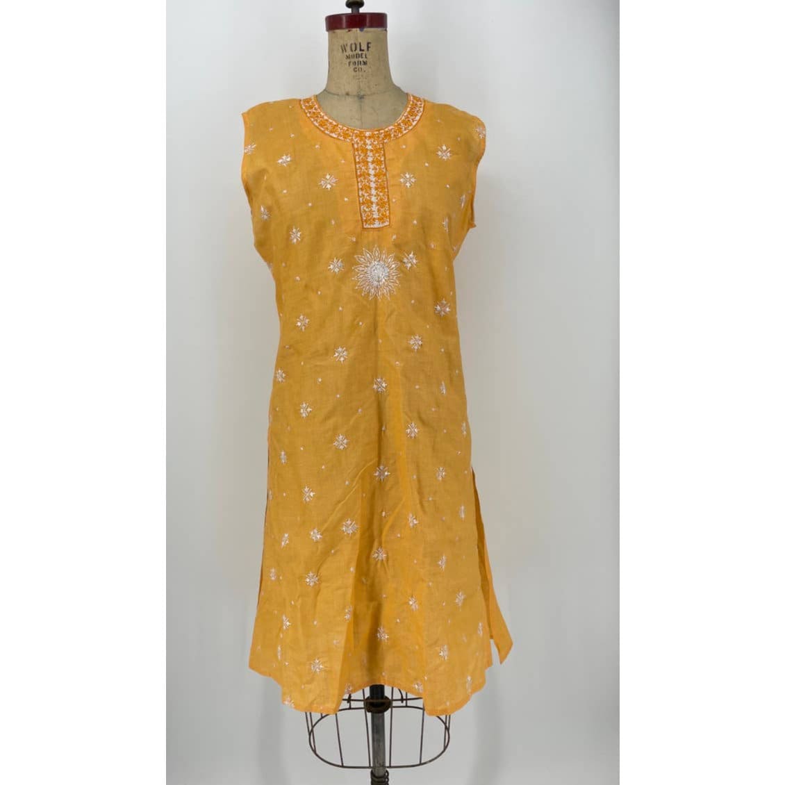 90Er Jahre Tangerine Besticktes Tunika Sommerkleid von PlayhouseVintageShop