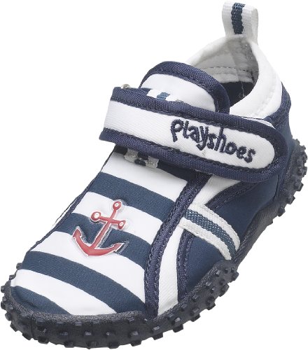Playshoes Unisex Kinder Aquaschuhe Aqua-Schuhe Maritim, Marine Weiß Maritim, 30/31 EU von Playshoes