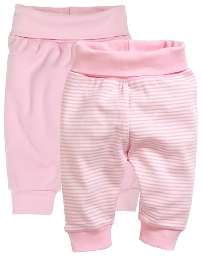 Playshoes Baby-Mädchen Sweat-Hose Jogginghose, Ringel Uni Rosa, 62 cm (2er Pack) von Playshoes