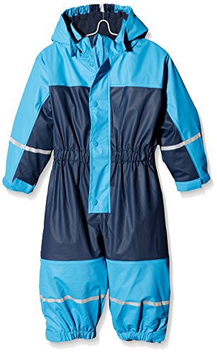 Playshoes Unisex Kinder Regen-Anzug mit Fleece-Futter Warmer Wasserdichter Matschanzug Regenbekleidung, Marine Overall, 104 von Playshoes