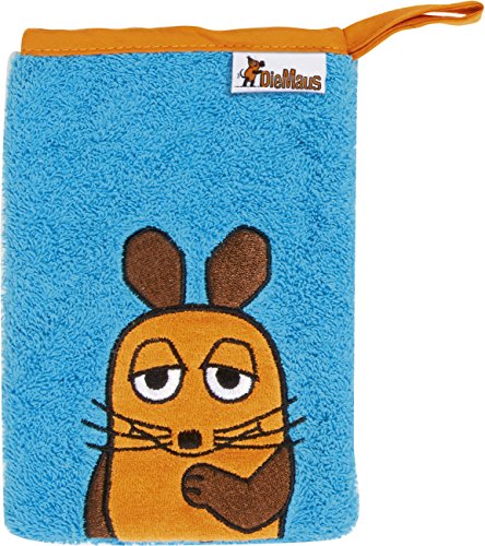 Playshoes Unisex Kinder Frottee-Waschhandschuh DIE MAUS 340090, 23 - Aquablau, 15x20 cm von Playshoes