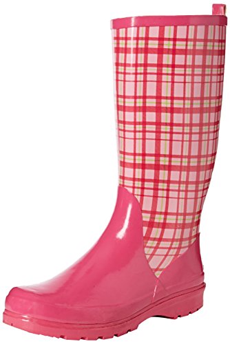 Playshoes Trendiger Damen Karo Gummistiefel, rosa, 37 EU von Playshoes