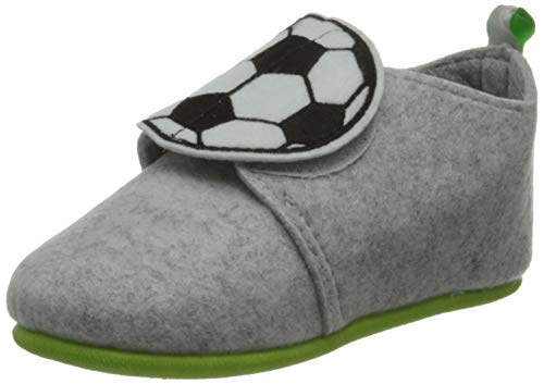 Playshoes Filz Hausschuh, grau Fußball, 22 EU von Playshoes