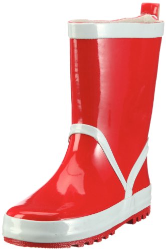 Playshoes Kinder Gummistiefel aus Naturkautschuk, trendige Unisex Regenstiefel mit Reflektoren, Rot, 22/23 EU von Playshoes