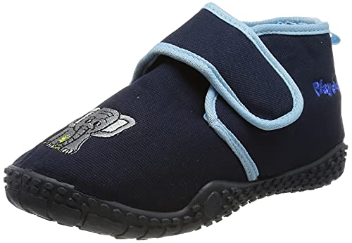 Playshoes Unisex Kinder Hausschuhe mit praktischem Klettverschluss, niedliche Hüttenschuhe für Mädchen und Jungen mit Elefant-Motiv, Marine, 18/19 EU von Playshoes