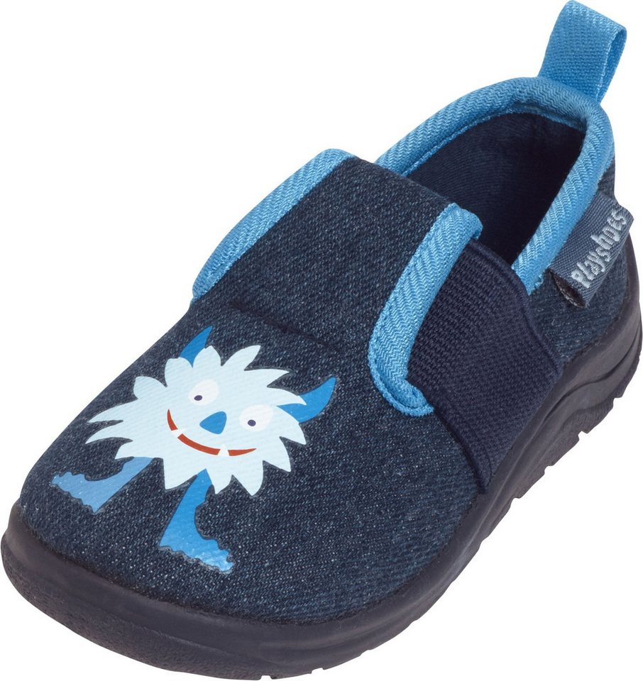 Playshoes Hausschuh Hausschuh Monster, Größe: 30/31, Farbe: jeansblau von Playshoes