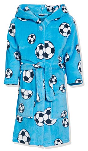 Playshoes Unisex Kinder Fleece-Bademantel Morgenmantel, blau Fußball, 146/152 von Playshoes