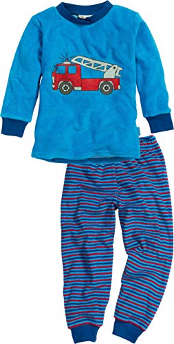 Playshoes Unisex Kinder 411503 Schlafanzug Frottee Feuerwehr, 7 - Blau, 104 EU von Playshoes