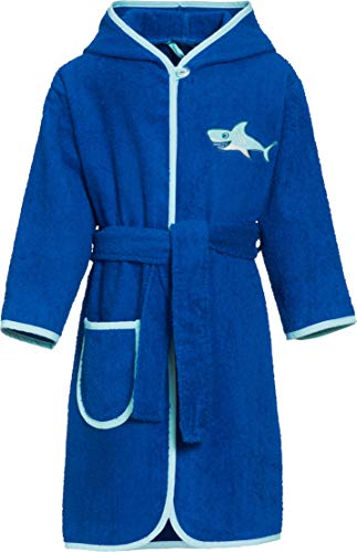 Playshoes Jungen Frottee Hai Bademantel, Blau (Blau 7), 74-80 von Playshoes