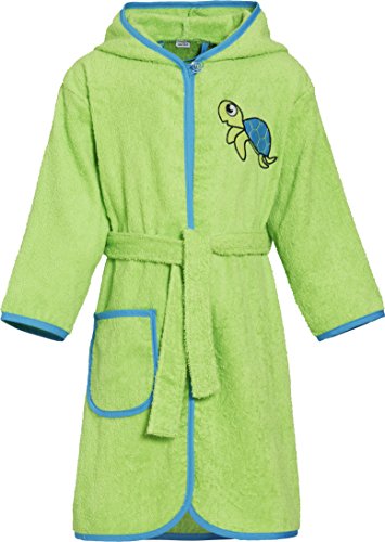 Playshoes Unisex Kinder Frottee Schildkröte Bademantel, Grün (Grün 29), 74/80 von Playshoes