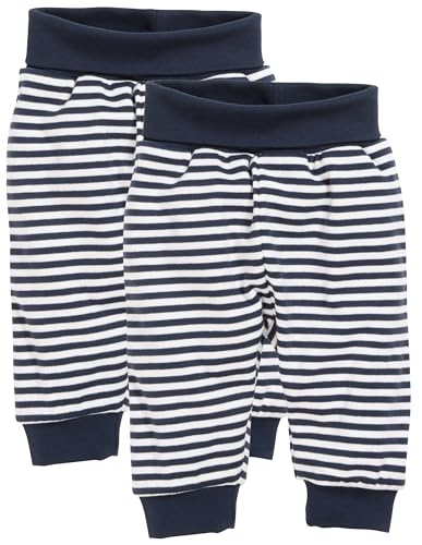 Playshoes Jungen Sweat-Hose Jogginghose, Ringel Marine, 98 (2er Pack) von Playshoes