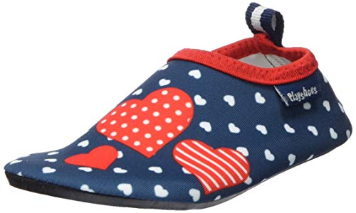 Playshoes Jungen Unisex Kinder Barfuß Badeslipper Aqua-Schuhe, Marine Herzchen, 30/31 EU von Playshoes