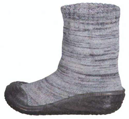 Playshoes Hausschuh-Socke gestrickt, Unisex-Kinder Hohe Hausschuhe, Grau (grau 33), 18/19 EU (2/3 Child UK) von Playshoes