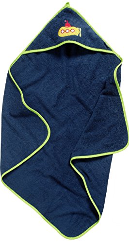Playshoes Kinder Frottee Kapuzen-Handtuch, praktisches Kapuzentuch für Jungen, mit U-Boot-Stickung von Playshoes