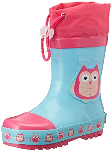 Playshoes Kinder Gummistiefel aus Naturkautschuk, trendige Unisex Regenstiefel mit Reflektoren, Eulen, 22/23 EU von Playshoes