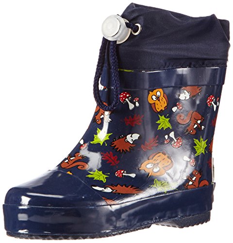 Playshoes Gummistiefel Halbschaft gefüttert Regenstiefel, Marine Waldtiere, 25 EU von Playshoes