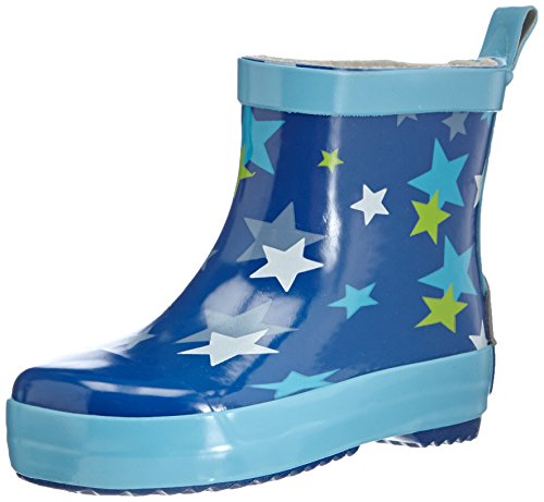 Playshoes Jungen Kinder Halbschaft-Gummistiefel aus Naturkautschuk, Trendige Unisex Regenstiefel mit Reflektoren, mit Sternen-Muster, blau, 20 EU von Playshoes