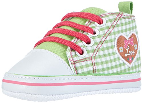 Playshoes Mädchen Baby Turnschuhe, Sneaker Herzchen Love Krabbel-& Hausschuhe, Grün, 18 EU von Playshoes