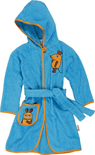 Playshoes Unisex Kinder Frottee-Bademantel Morgenmantel, aquablau Die Maus, 86/92 von Playshoes