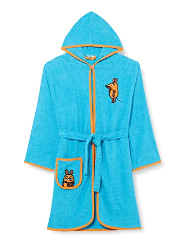 Playshoes Unisex Kinder Frottee-Bademantel Morgenmantel, aquablau Die Maus, 98/104 von Playshoes