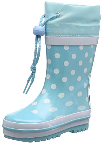 Playshoes Kinder Gummistiefel aus Naturkautschuk, trendige Unisex Regenstiefel mit Reflektoren, Türkis Punkte, 26/27 EU von Playshoes