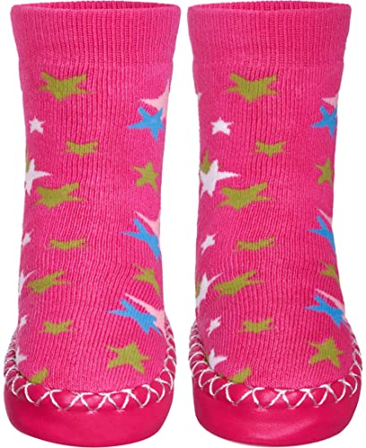 Playshoes Jungen Unisex Kinder Hüttenschuh Kniestrümpfe, pink-Sterne, 17/18 EU von Playshoes