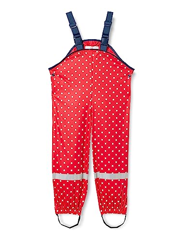 Playshoes Unisex Kinder Wind- und wasserdichte Regenhose Regenbekleidung Matschhose Regenlatzhose Ungefüttert Rot Punkte 116 von Playshoes