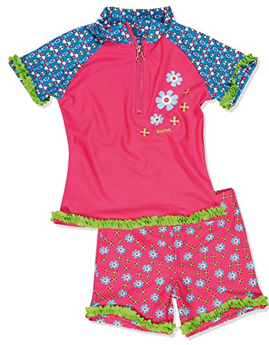 Playshoes Unisex Kinder zweiteilig Schwimmshirt Badeshorts Badebekleidung Uv-schutz Bade-set Blumen 98-104 von Playshoes