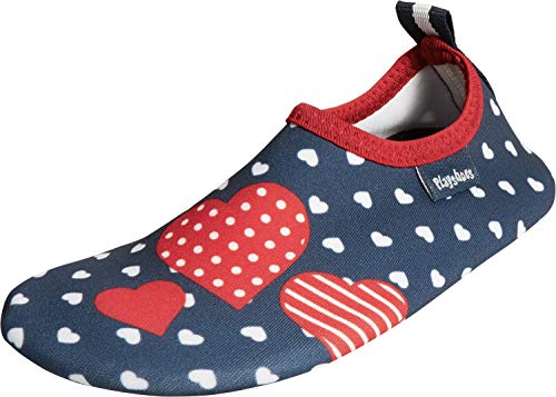 Playshoes Jungen Unisex Kinder Barfuß Badeslipper Aqua-Schuhe, Marine Herzchen, 20/21 EU von Playshoes