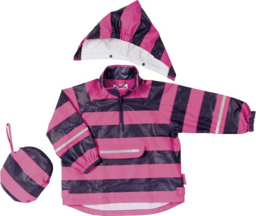 Playshoes Jungen Regen-Poncho Streifen 408637, 786 - Pink/Lila, 104 von Playshoes