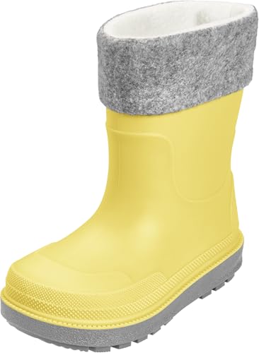 Playshoes Regenstiefel mit Futter (Herausnehmbar) Unisex Kinder Gummistiefel, Gelb Socke, 25 EU von Playshoes