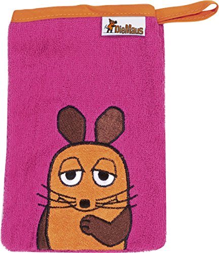 Playshoes Unisex Kinder Frottee-Waschhandschuh DIE MAUS 340090, 18 - pink, 15x20 cm von Playshoes