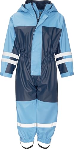 Playshoes Unisex Kinder Regen-anzug Mit Fleece-futter Warmer Wasserdichter Matschanzug Regenbekleidung, Marine Overall, 92 EU von Playshoes