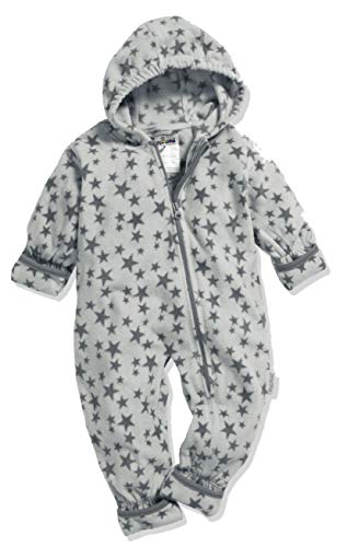 Playshoes Unisex Kinder Fleece-Overall Jumpsuit, grau Sterne, 62 von Playshoes