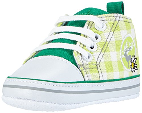 Playshoes Unisex Baby Turnschuhe, Sneaker kariert Krabbel-& Hausschuhe, Grün, 16 EU von Playshoes