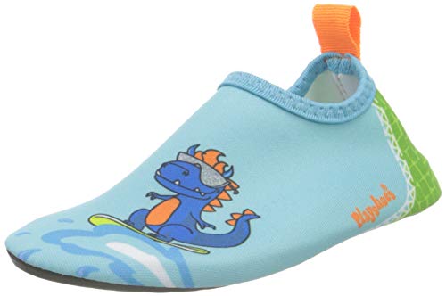 Playshoes Unisex Kinder Barfuß-Schuhe, Blau Grün Dino, 24/25 EU von Playshoes