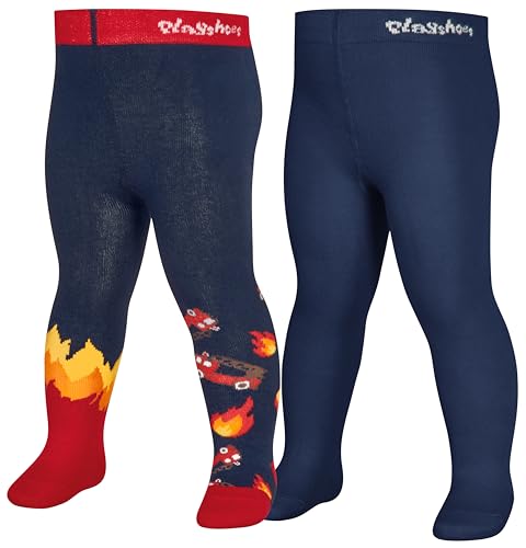 Playshoes Strumpfhose Unisex Kinder Strumpfhose, Feuerwehr 2er Set, 86/92 von Playshoes
