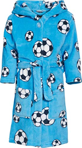 Playshoes Unisex Kinder Fleece-Bademantel Morgenmantel, blau Fußball, 158/164 von Playshoes