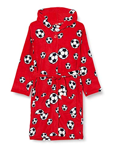 Playshoes Unisex Kinder Fleece-Bademantel Morgenmantel, rot Fußball, 158/164 von Playshoes