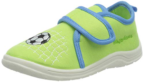 Playshoes Unisex Kinder Hausschuhe Klettverschluss Fußball 201821, Grün Fußball, 24/25 EU von Playshoes