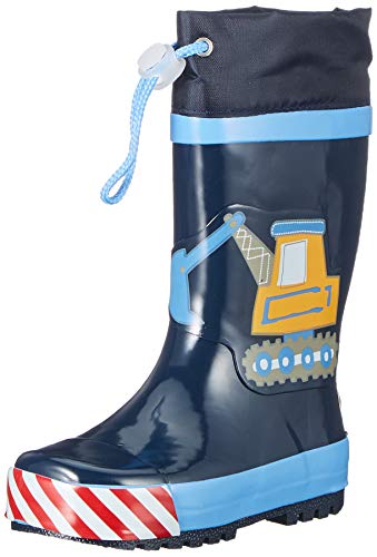 Playshoes Kinder Gummistiefel aus Naturkautschuk, trendige Unisex Regenstiefel mit Reflektoren, Baustelle, 22/23 EU von Playshoes