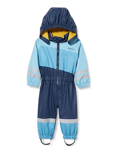 Playshoes Unisex Kinder Regen-anzug Mit Fleece-futter Warmer Wasserdichter Matschanzug Regenbekleidung, Blau Overall, 86 EU von Playshoes