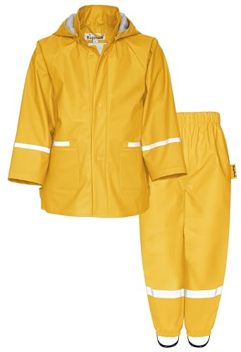 Playshoes Unisex Kinder Regen-Set Regenhose Regenanzug, Basic Gelb Bund, 128 cm (2er Pack) von Playshoes