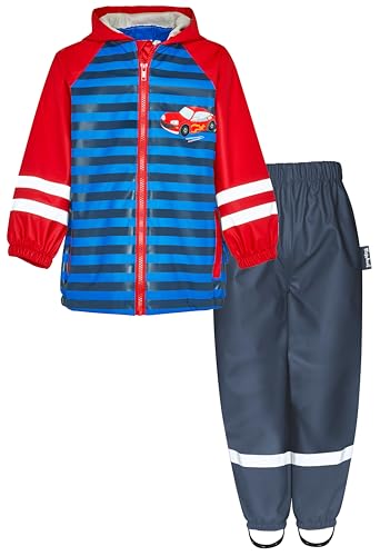 Playshoes Unisex Kinder Regen-Set Regenhose Regenanzug, Rennwagen Bund, 92 cm (2er Pack) von Playshoes