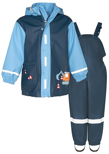 Playshoes Unisex Kinder Regen-Set Regenlatzhose Regenanzug, Baustelle, 86 (2er Pack) von Playshoes